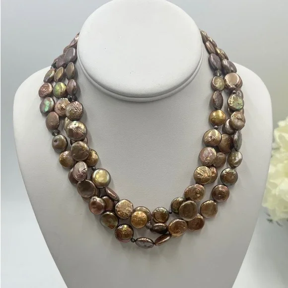 Silpada MultiStrand Sterling Silver Bronze Coin Pearl Necklace N1717 - Picture 1 of 11